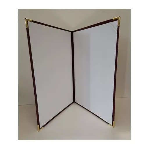 Oklevéltartó, A4, exkluzív, műbőr, 4 fém sarokkal, bordó