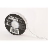 Szatén szalag, 15 mm x 22 m, fehér fekete pötyökkel