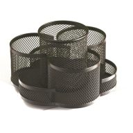 Írószertartó, 7 részes, fémhálós, forgatható, fekete