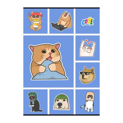 Füzet, tűzött, A4, kockás, 80 lap, COOL BY VICTORIA "Memes"