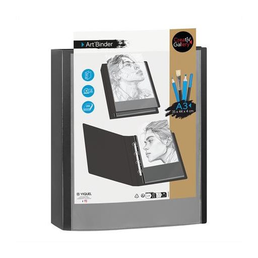 Gyűrűs könyv, 4 gyűrű, 40 mm, A3, PP, VIQUEL "Creative Gallery"
