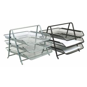 Irattálca, fémhálós, 3 részes, VICTORIA OFFICE, fekete