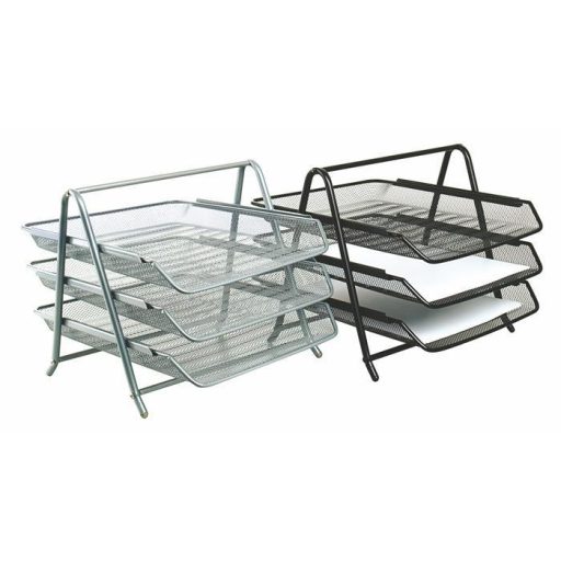 Irattálca, fémhálós, 3 részes, VICTORIA OFFICE, fekete