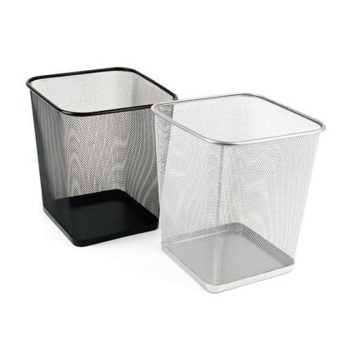 Papírkosár, fémhálós, szögletes, VICTORIA OFFICE, fekete