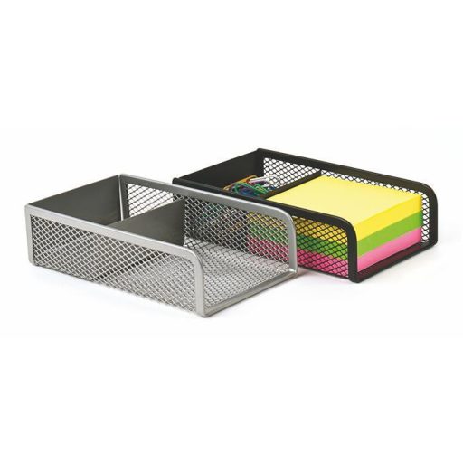 Kockatömbtartó és gemkapocstartó, fémhálós, VICTORIA OFFICE, fekete