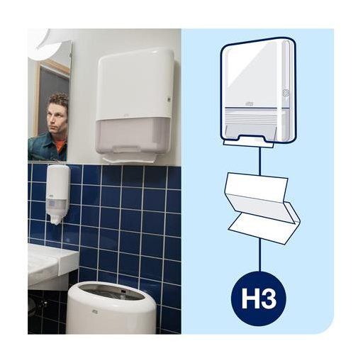 Kéztörlő adagoló, H3 rendszer, Elevation, TORK "Mini Singlefold", fehér
