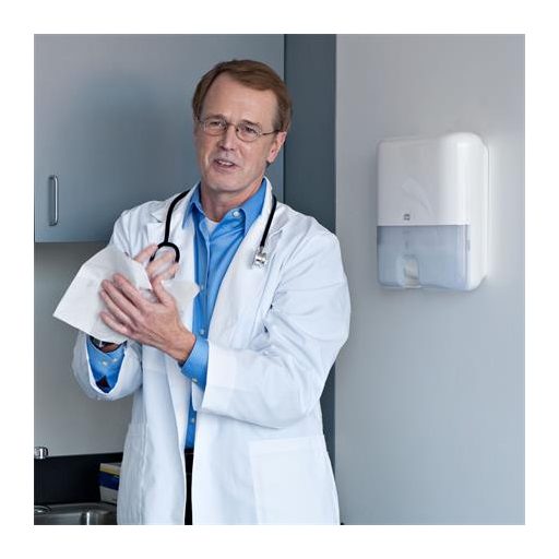 Kéztörlő adagoló, Interfold hajtogatás, H2 rendszer, Elevation, TORK "Xpress Multifold Mini", fehér