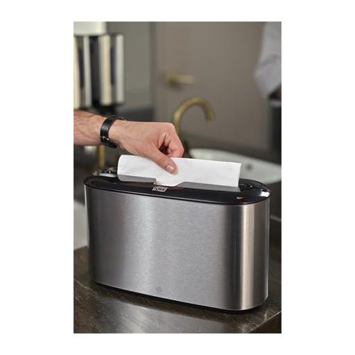Kéztörlő adagoló, pultra tehető, H2 rendszer, Image Line, TORK "Xpress Multifold", rozsdamentes