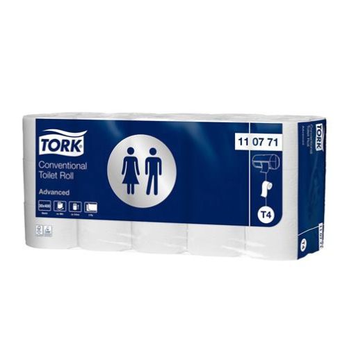 Toalettpapír, T4 rendszer, 2 rétegű, 12,5 cm átmérő, Advanced, TORK, fehér