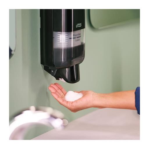 Hab- és folyékony szappan és kézfertőtlenítő adagoló, S4 rendszer, TORK, fekete