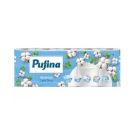   Toalettpapír, 3 rétegű, kistekercses, 10 tekercs, PUFINA "Sensitive Aquabond", illatmentes