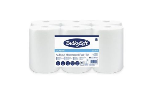 Kéztörlő, tekercses, 15,5 cm átmérő, 2 rétegű, BULKYSOFT "Universal System", hófehér