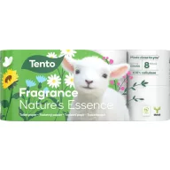   Toalettpapír, 3 rétegű, kistekercses, 8 tekercs, TENTO "Nature's Essence", fehér