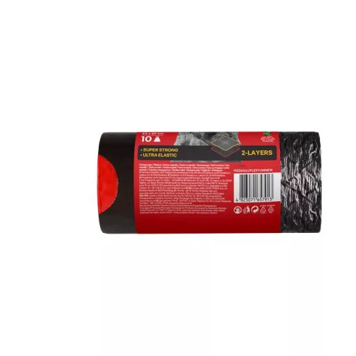 Szemeteszsák, zárószalagos, 60 l, 10 db, 64x69 cm, 33 µ, ALUFIX "Aluflexy", fekete