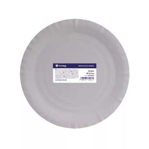 Papírtányér, kerek, 25 cm átmérő, VICTORIA FACILITY