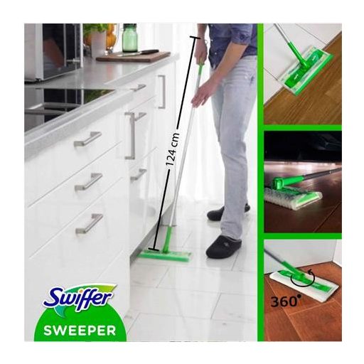 Kezdőkészlet, felmosó, nedves- és száraz utántöltővel, SWIFFER "Sweeper"
