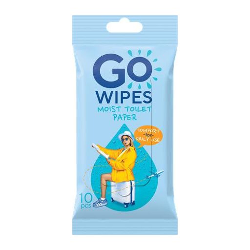 Toalettpapír, nedves, 10 db, GO WIPES "Comfort"