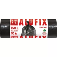   Szemeteszsák, 150 l, 10 db, 80x105 cm, 35 µ, ALUFIX, fekete