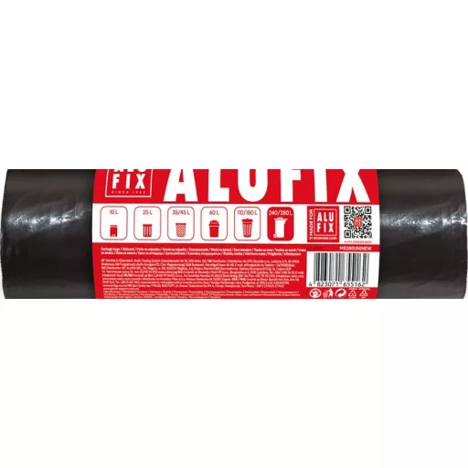 Szemeteszsák, 280 l, 5 db, 115x135 cm, 60 µ, ALUFIX, fekete