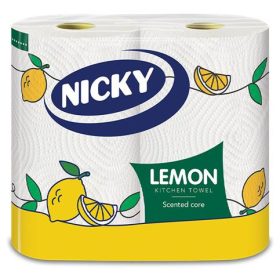   Kéztörlő, tekercses, 2 rétegű, 90 lap, "Nicky", citrom