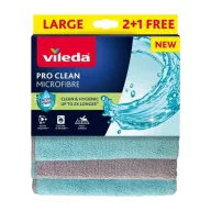   Törlőkendő, mikroszálas, 2+1 db, VILEDA "Pro Clean", kék-szürke