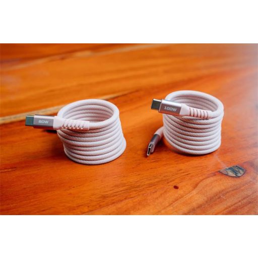 USB kábel, USB-C - USB-C, 1,2 m, 100W, mágneses, VERBATIM, rózsaszín