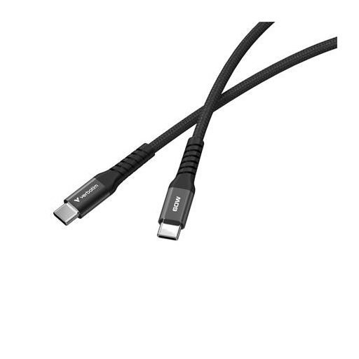 USB kábel, USB-C - USB-C, 1,2 m, 60W, mágneses, VERBATIM, fekete