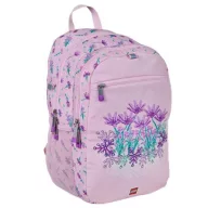   Hátizsák, dulpa rekeszes, LEGO "Flowers", rózsaszín-mintás