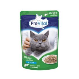   Macskaeledel, alutasakos, ivartalanított macskáknak, 100 g, PREVITAL, máj szószban