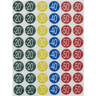   Etikett, árengedmény, 24 mm, kör, színes, APLI, 240 etikett/csomag, -20-50%