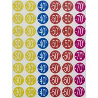   Etikett, árengedmény, 24 mm, kör, színes, APLI, 240 etikett/csomag, -30-70%