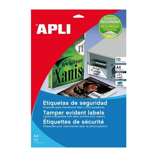 Etikett, 45,7x21,2 mm, biztonsági, kerekített sarkú, APLI, 480 etikett/csomag