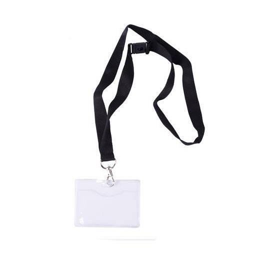 Azonosítókártya tartó, nyakba akasztható, biztonsági csattal, 90x56 mm, APLI