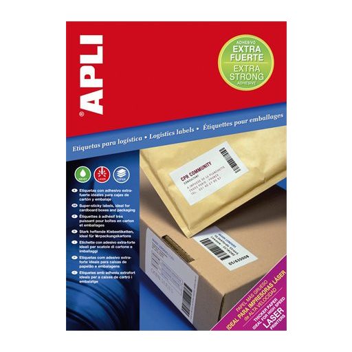 Etikett, univerzális, 210x297 mm, extra erős, APLI "Super Sticky", 100 etikett/csomag