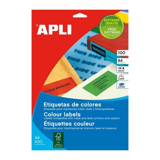 Etikett, 70x37 mm, színes, APLI, zöld, 2400 etikett/csomag