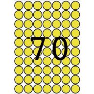   Etikett, 19 mm kör, színes, A5 hordozón, APLI, sárga, 560 etikett/csomag