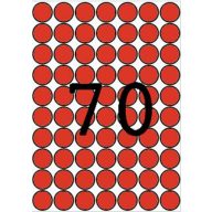   Etikett, 19 mm kör, színes, A5 hordozón, APLI, piros, 560 etikett/csomag