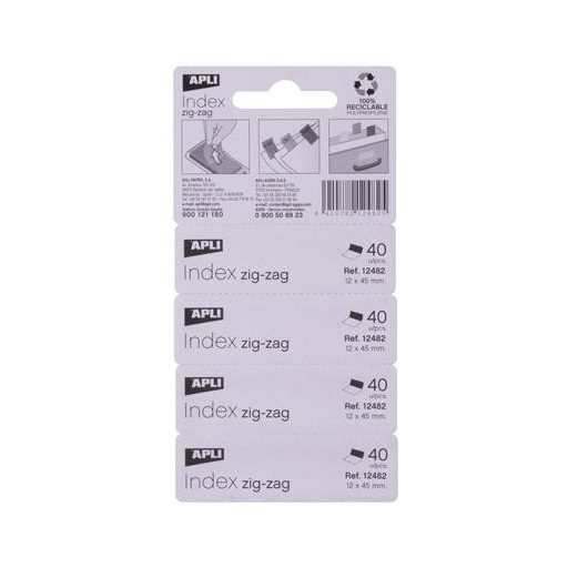 Jelölőcímke, "Z", műanyag, 4x40 lap, 12x45 mm, APLI, 4 fluoreszkáló szín