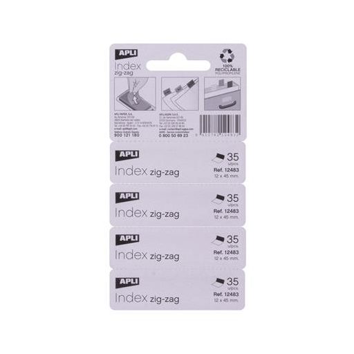 Jelölőcímke, "Z", műanyag, 4x35 lap, 12x45 mm, APLI, 4 szín