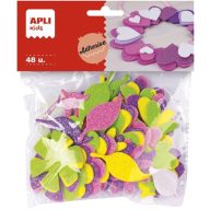   Moosgumi, öntapadó, glitteres, virágok, APLI Kids "Eva Sheets", vegyes színek