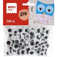   Öntapadó mozgó szem, kör, APLI "Creative", fekete-fehér