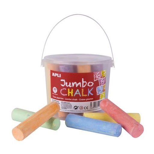 Aszfaltkréta, kerek, jumbo, 20 darabos, APLI, vegyes színek