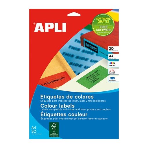 Etikett, 70x37 mm, színes, APLI, zöld, 480 etikett/csomag
