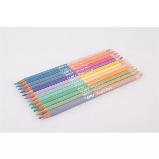 Színes ceruza készlet, kétvégű, háromszögletű, APLI "Pastel Duo", 24 különböző pasztel  szín
