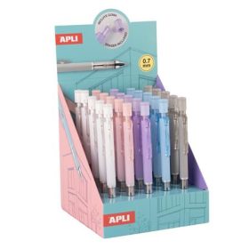   Nyomósirón display, 0,7 mm, hegyezővel,  rázós, APLI, vegyes színekben, 25 db