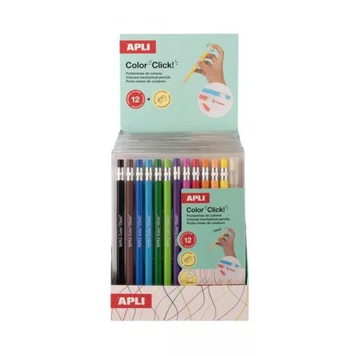 Színes töltőceruza készlet, display, APLI "Color Click", 12 szín