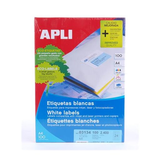 Etikett, univerzális, 70x35 mm, APLI, 2400 etikett/csomag