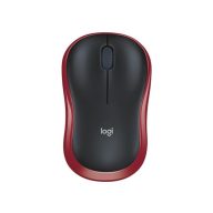   Egér, vezeték nélküli, optikai, közepes méret, USB, LOGITECH "M185", piros