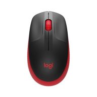   Egér, vezeték nélküli, optikai, USB, LOGITECH, "M190", piros
