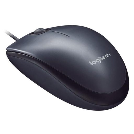Egér, vezetékes, optikai, normál méret, USB, LOGITECH "M90", sötétszürke